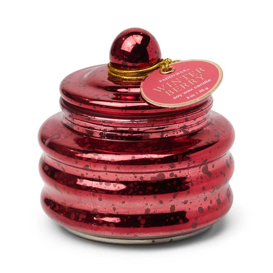 Red Mercury Glass Winter Berry Beam Candle