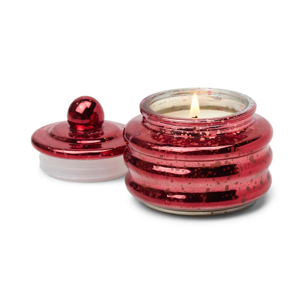 Red Mercury Glass Winter Berry Beam Candle