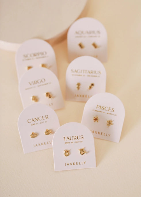 Zodiac Gold Stud Earrings