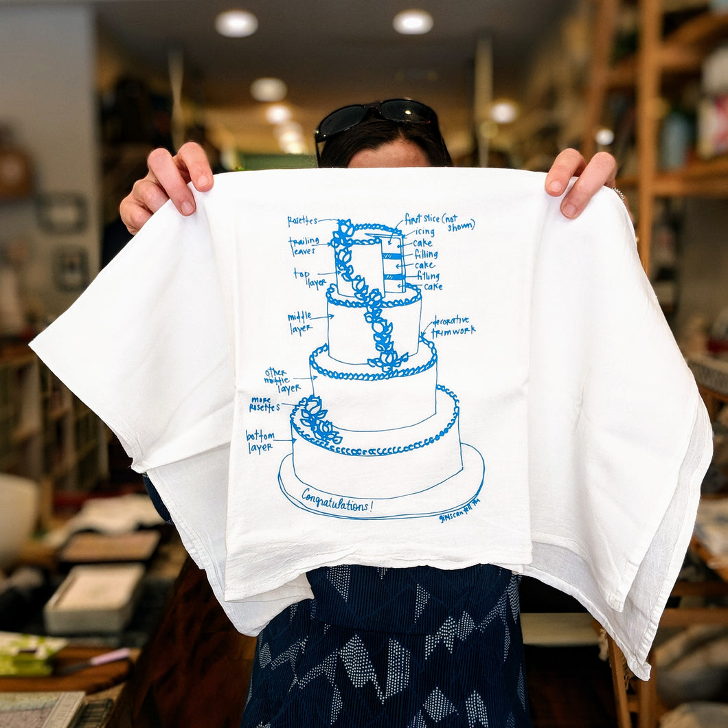 Wedding Cake Tea Towel by Girls Can Tell at local Fairmount shop Ali's Wagon in Philadelphia, Pennsylvania