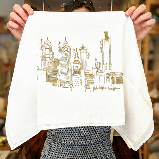 Philly Skyline Tea Towel by Girls Can Tell at local Fairmount shop Ali's Wagon in Philadelphia, Pennsylvania