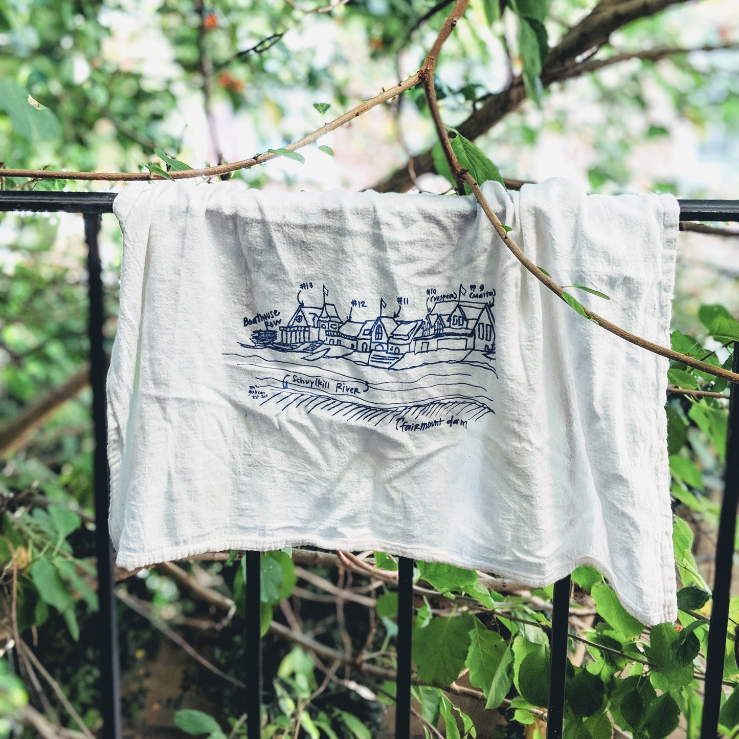 Boathouse Row Tea Towel by Girls Can Tell at local Fairmount shop Ali's Wagon in Philadelphia, Pennsylvania