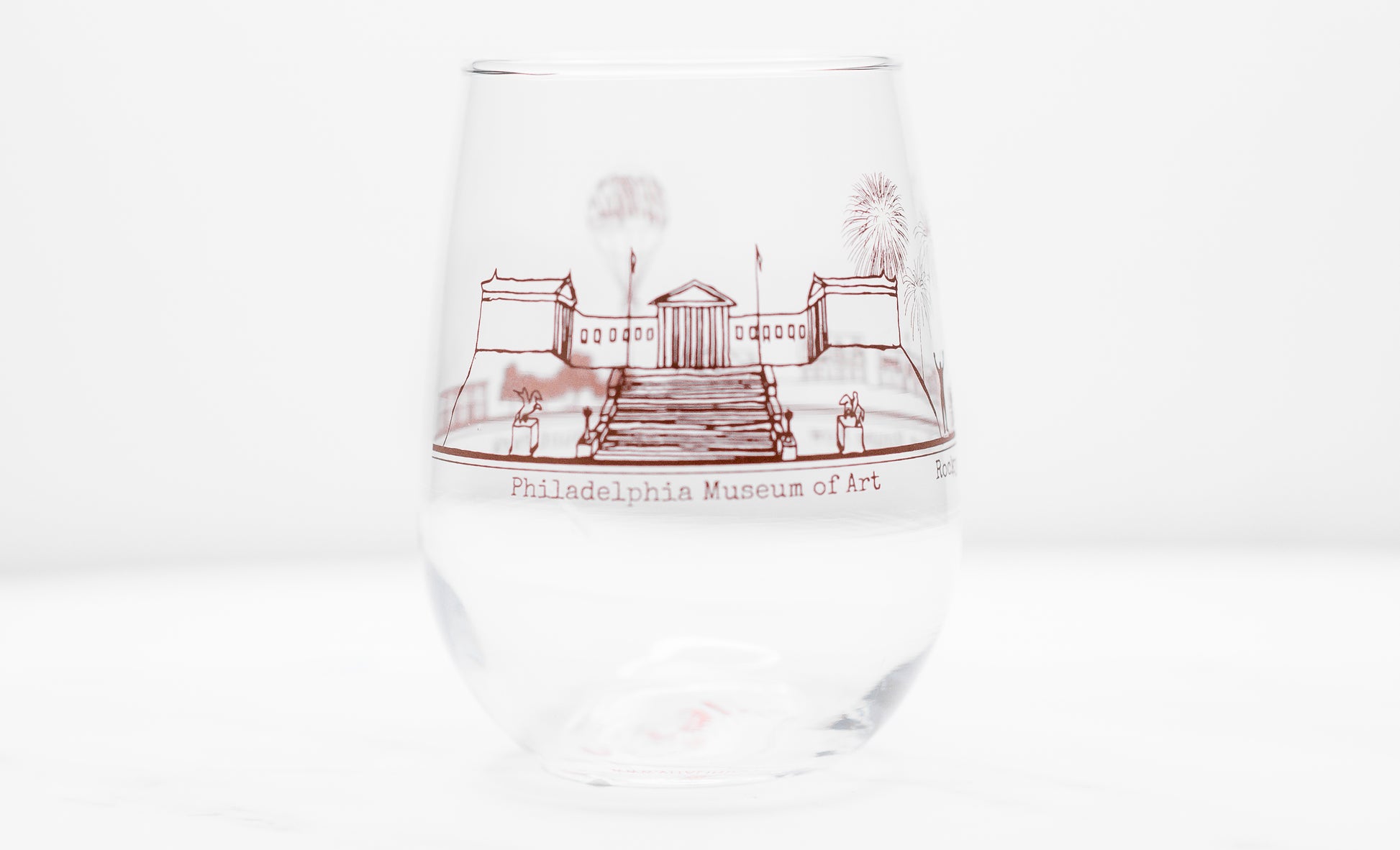 Philadelphia Skyline Stemless Wine Glasses - Ali's Wagon