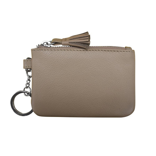 Taupe Key Ring Zip Pouch Wallet