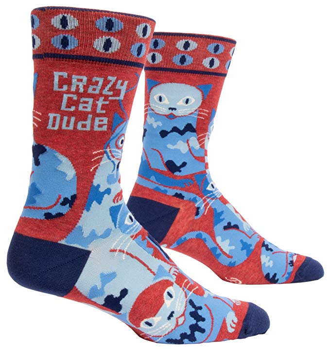 Crazy Cat Dude Crew Socks