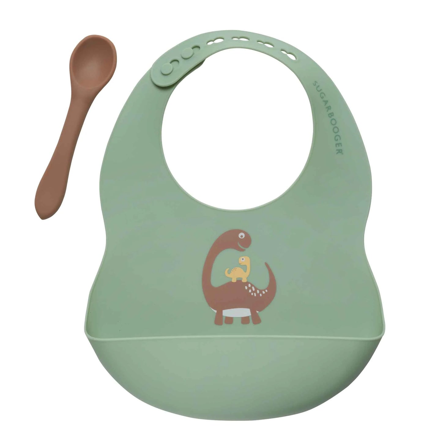 Baby Dinosaur Bib & Spoon Set