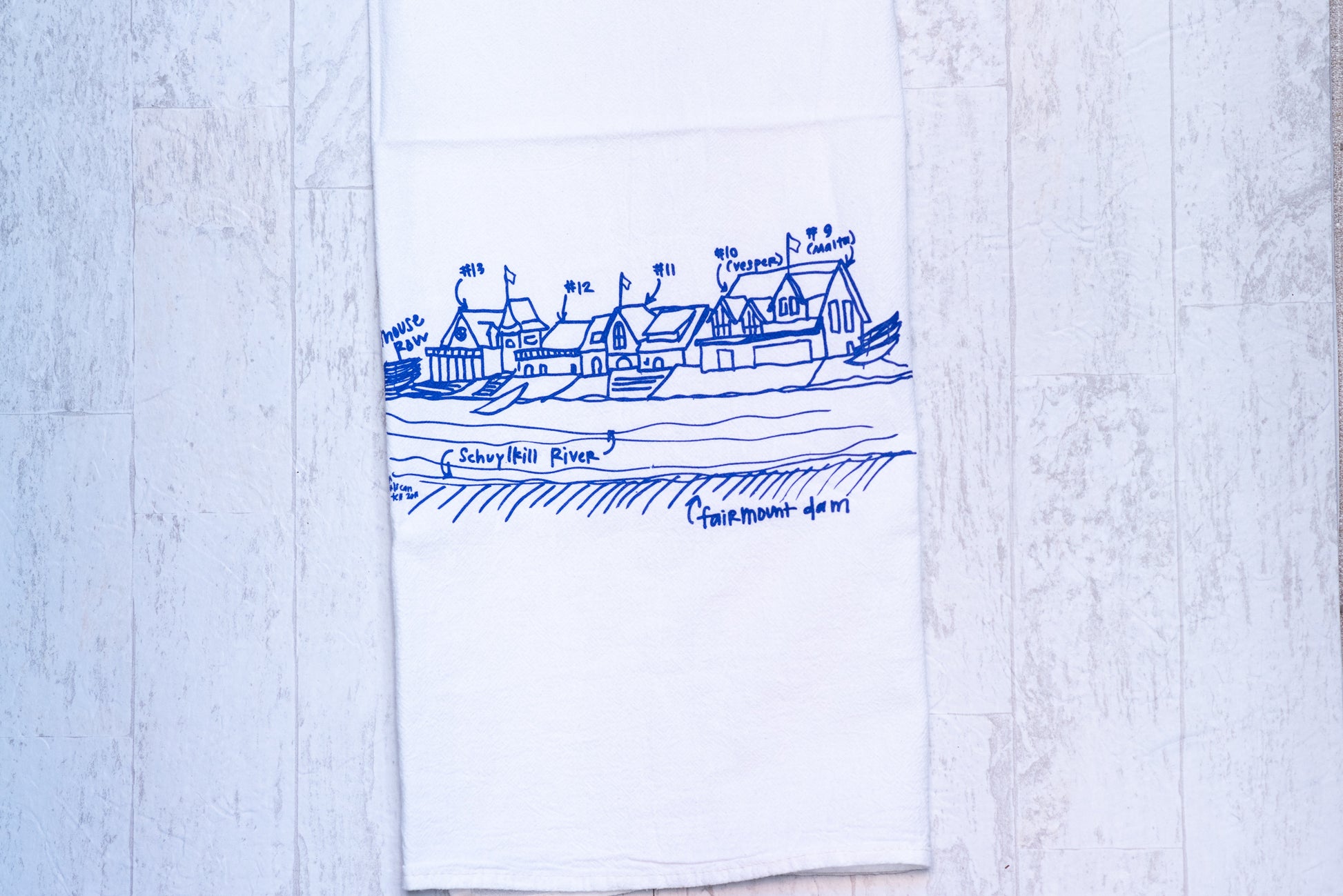 Boathouse Row Tea Towel by Girls Can Tell at local Fairmount shop Ali's Wagon in Philadelphia, Pennsylvania