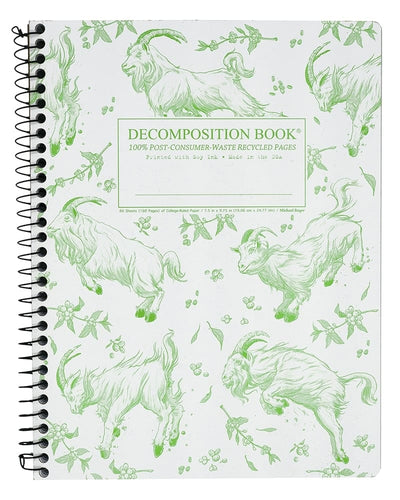 Goatbook Green Goats Spiral Decomposition Notebook
