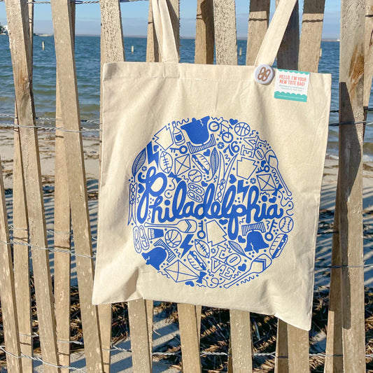 Blue Philadelphia Icons Tote Bag