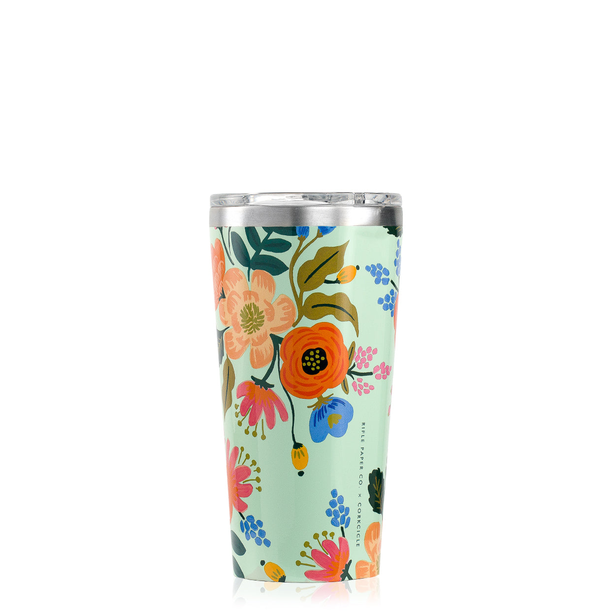 Mint Lively Floral Rifle Paper x Corkcicle Tumbler