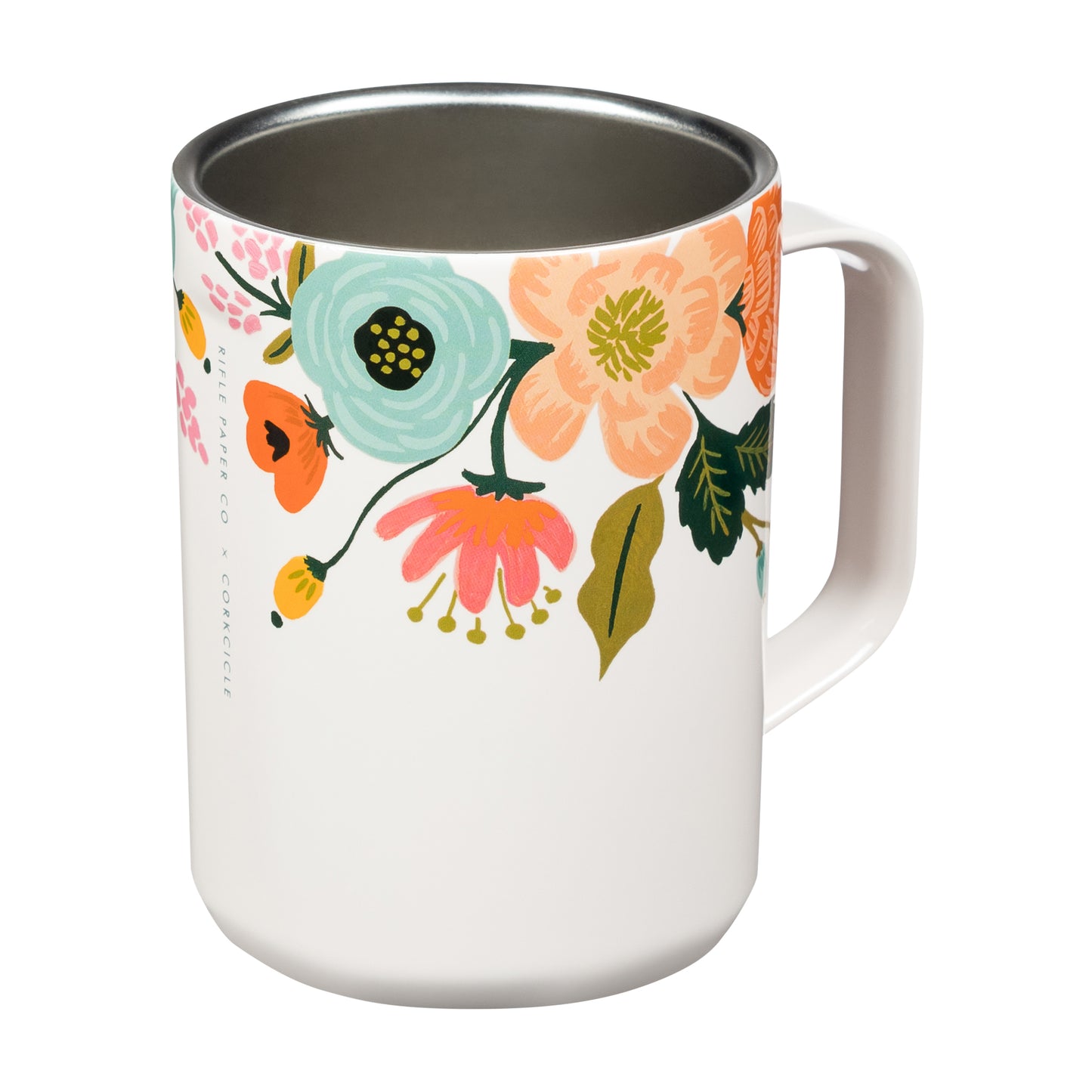 Cream Lively Floral Rifle Paper x Corkcicle Mug