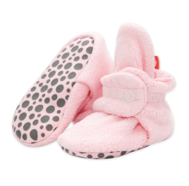 Light Pink Cozie Fleece Gripper Bootie