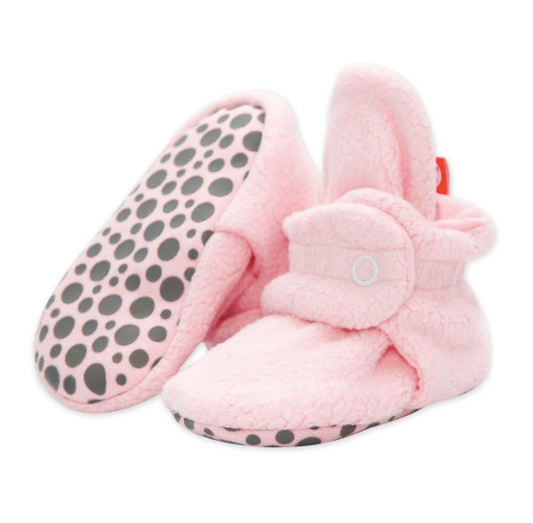 Light Pink Cozie Fleece Gripper Bootie