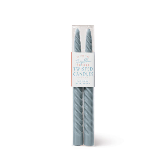 Grey Blue Twisted Taper Candles