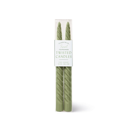 Forest Green Twisted Taper Candles