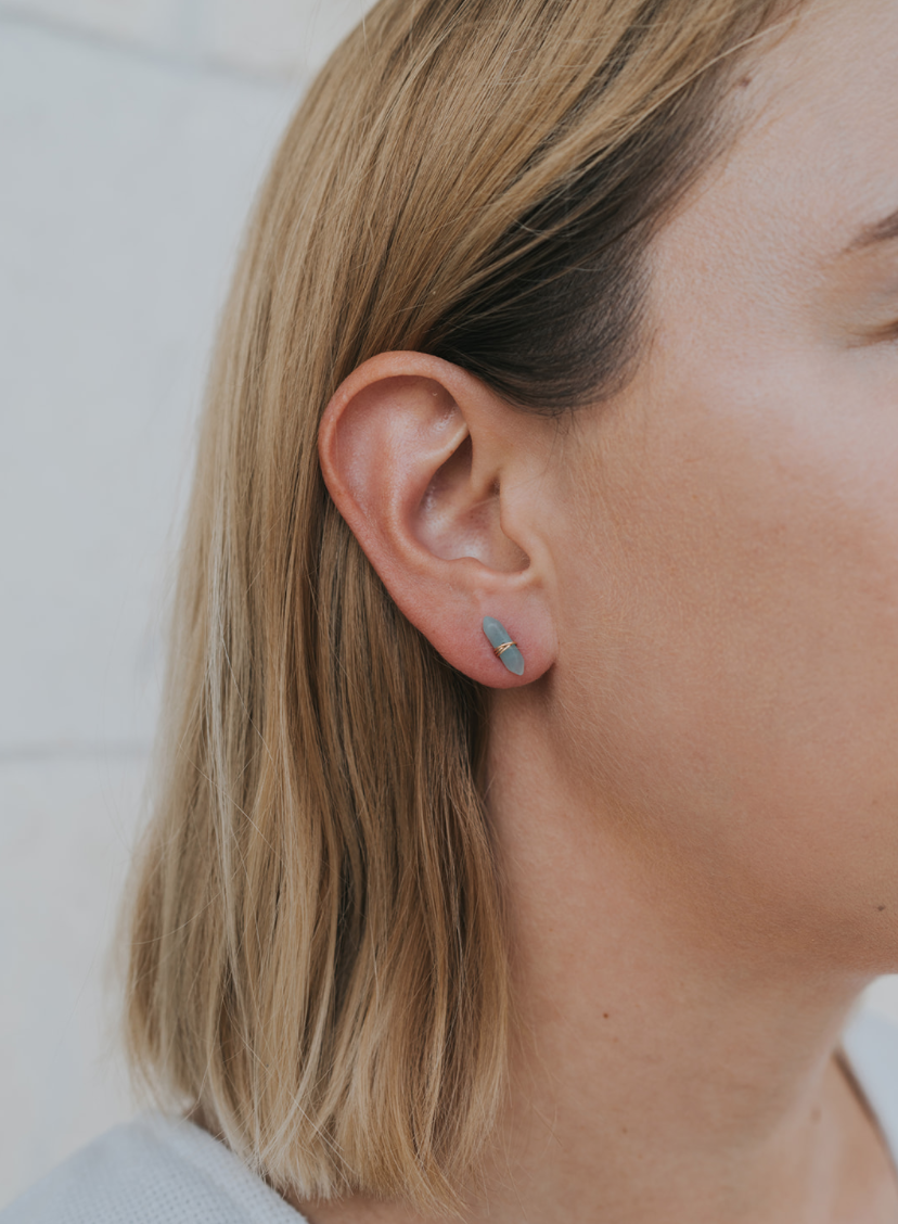 Amazonite Mineral Point Stud Earrings