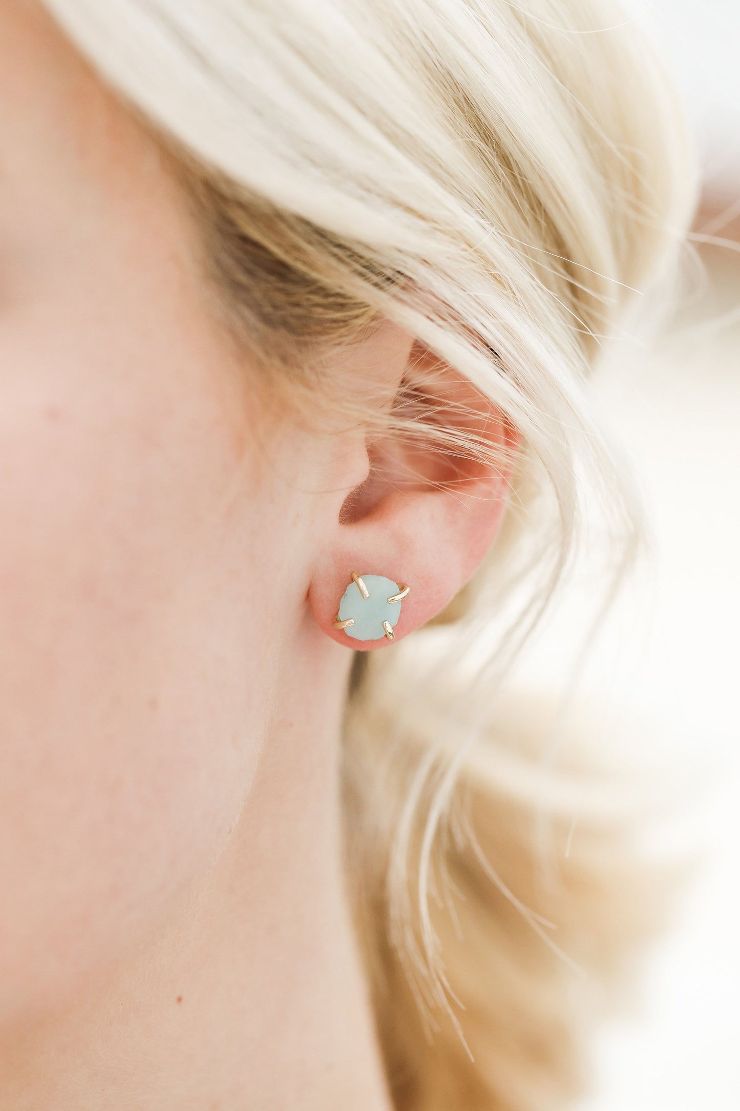 Amazonite Prong Stud Earrings