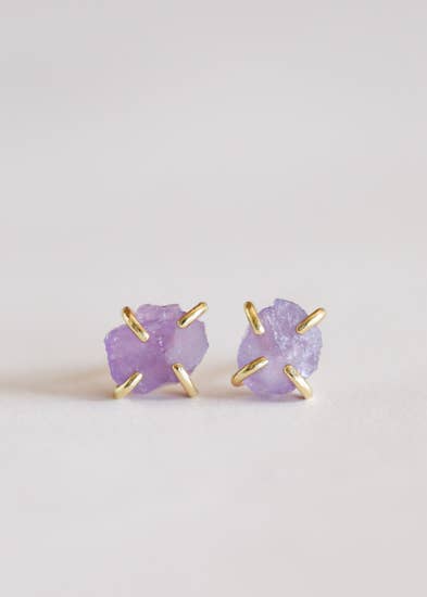 Amethyst Prong Stud Earrings