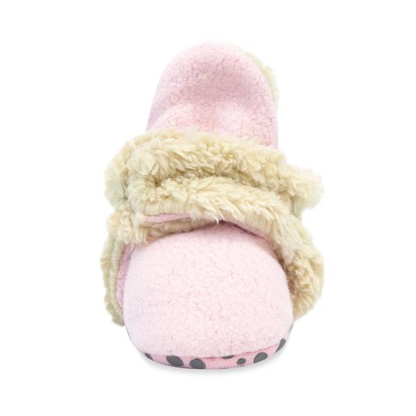 Baby Pink Cozie Fleece Furry Lined Gripper Bootie
