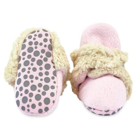 Baby Pink Cozie Fleece Furry Lined Gripper Bootie