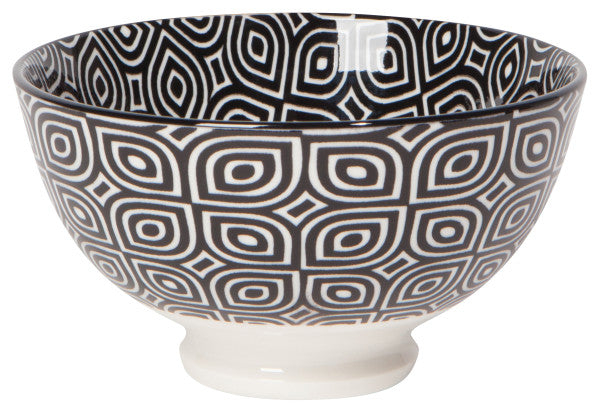 Black & White Geo Lines Stamped Bowl