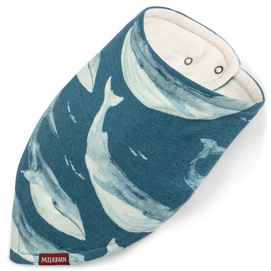 Blue Whales Bamboo Kerchief Bib