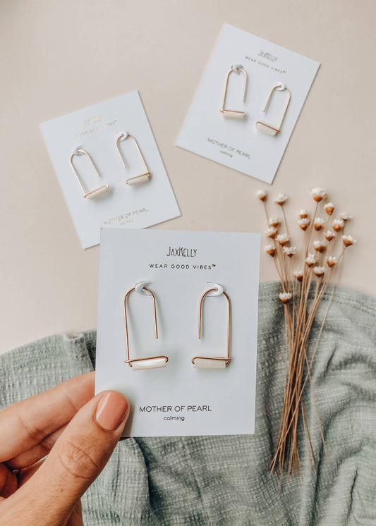 Mother of Pearl Gem Drop Earrings