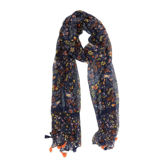 Dragonfly Field & Flowers Tassel Scarf