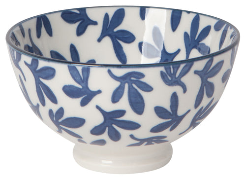 Blue Floral Vine Stamped Bowl