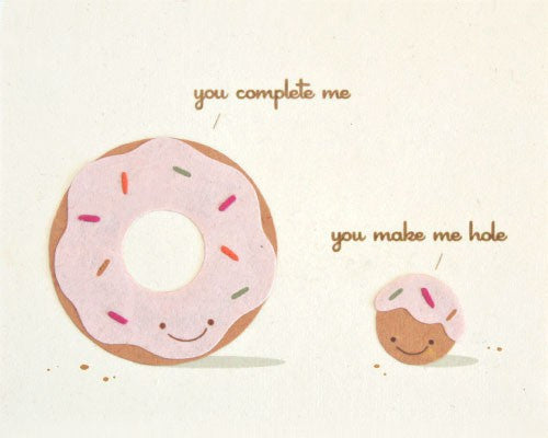 You Complete Me Donut Card Card by Good Paper at local Fairmount shop Ali's Wagon in Philadelphia, Pennsylvania