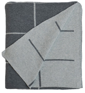 Grey Grid Throw Blanket