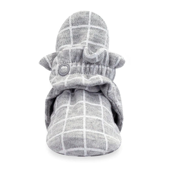 Grey Windowpane Organic Gripper Bootie