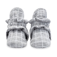 Load image into Gallery viewer, Grey Windowpane Organic Gripper Bootie