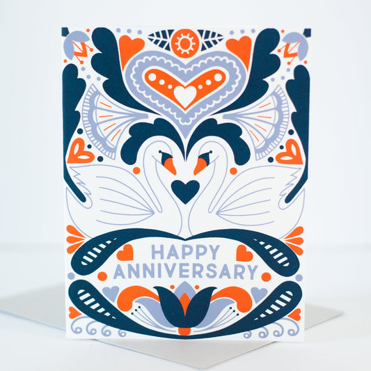 Happy Anniversary Swans Card