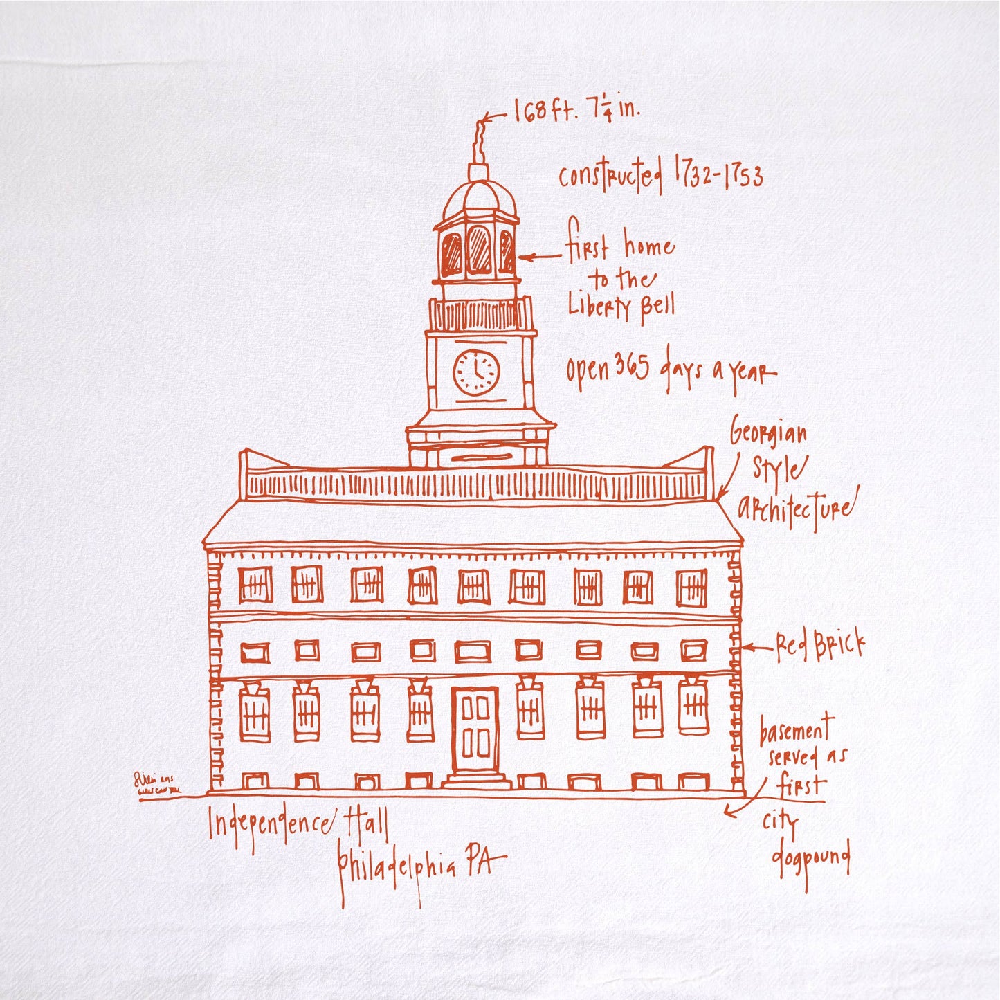 Independence Hall Tea Towel - Ali's Wagon