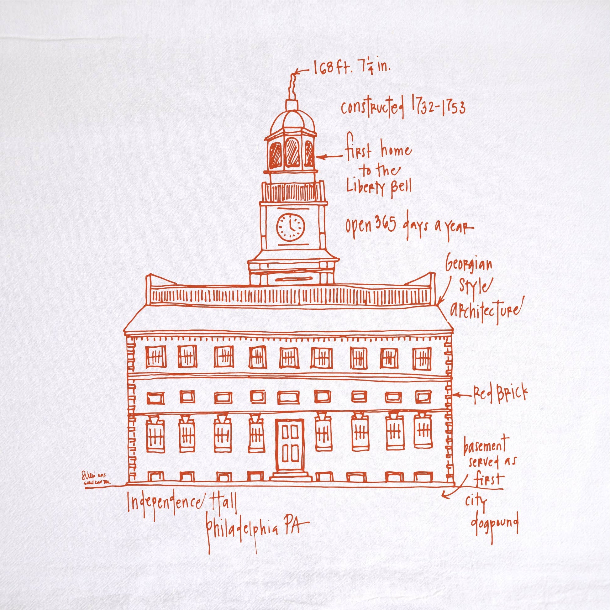 Independence Hall Tea Towel - Ali's Wagon