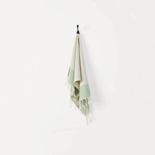 Load image into Gallery viewer, Leaf Green Lined Diamond Turkish Hand Towel