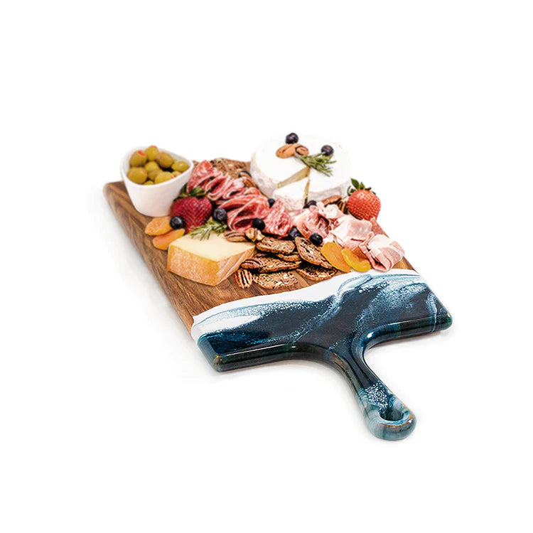 Navy & White Acacia Cheese & Serving Board