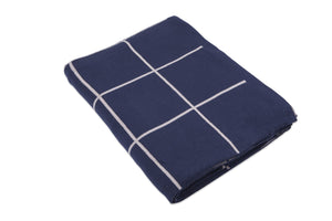 Navy Grid Throw Blanket