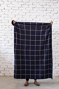 Navy Grid Throw Blanket