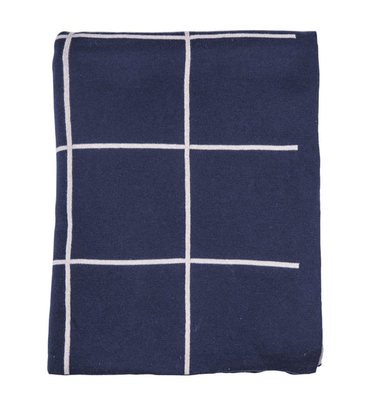 Navy Grid Throw Blanket