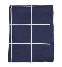 Load image into Gallery viewer, Navy Grid Throw Blanket