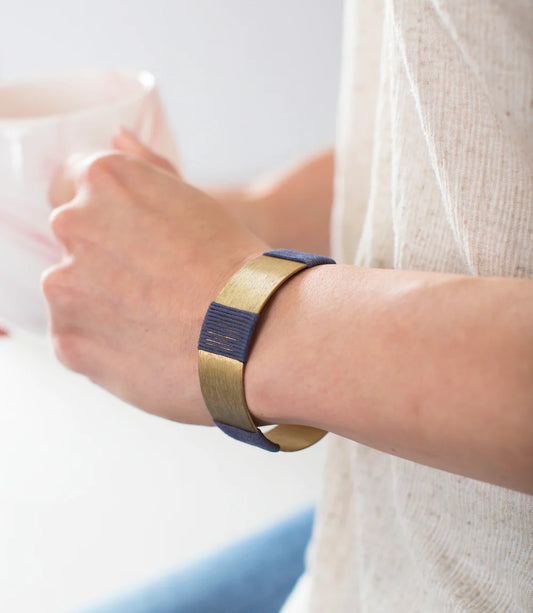 Navy Thread Wrapped Kaia Cuff Bracelet