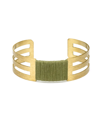 Olive Thread Wrapped Kaia Cuff Bracelet