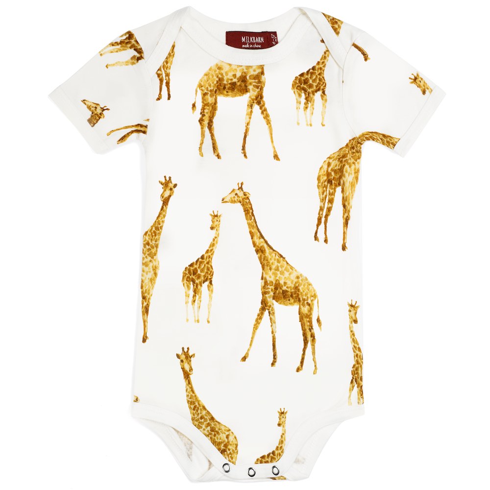 Orange Giraffe Bamboo Onesie