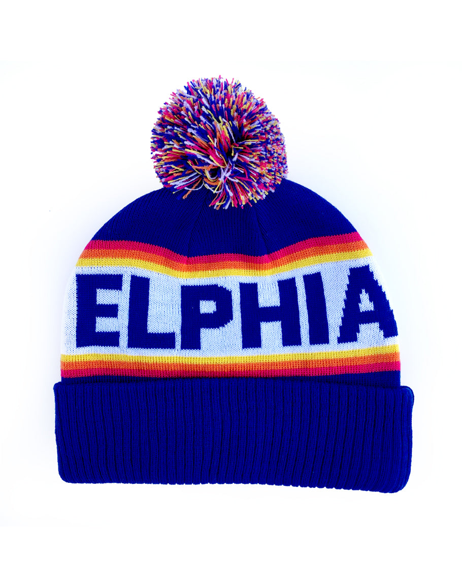 Blue Philadelphia Sunrise Pom Beanie