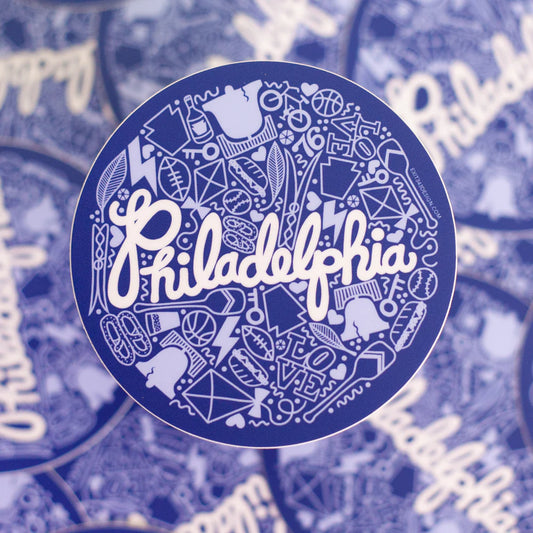 Blue Philadelphia Icons Sticker