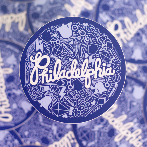Blue Philadelphia Icons Sticker