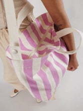 Load image into Gallery viewer, Zip Pink Awning Stripe  Horizontal Baggu Duck Bag