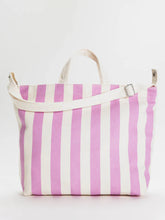 Load image into Gallery viewer, Zip Pink Awning Stripe  Horizontal Baggu Duck Bag